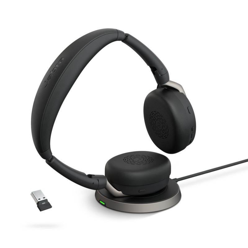 Evolve2 65 Flex Bluetooth Headset - USB-A UC Stereo with Wireless Charging Stand
