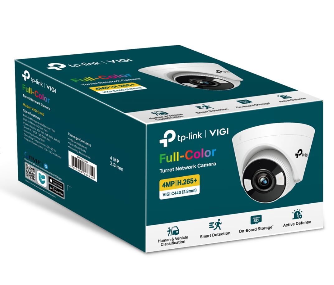 TP-Link VIGI 5MP C450(2.8mm) Full-Colour Turret Network Camera 2.8mm Lens, Smart Detection