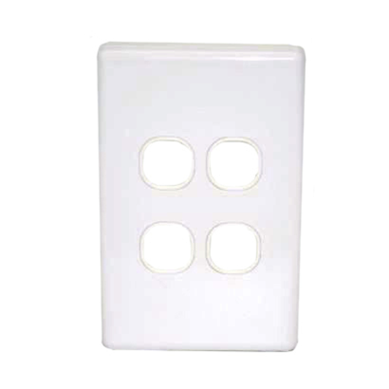 Four Port Slim Wall Plate White, accepts Clipsal (C2000 series stlye)