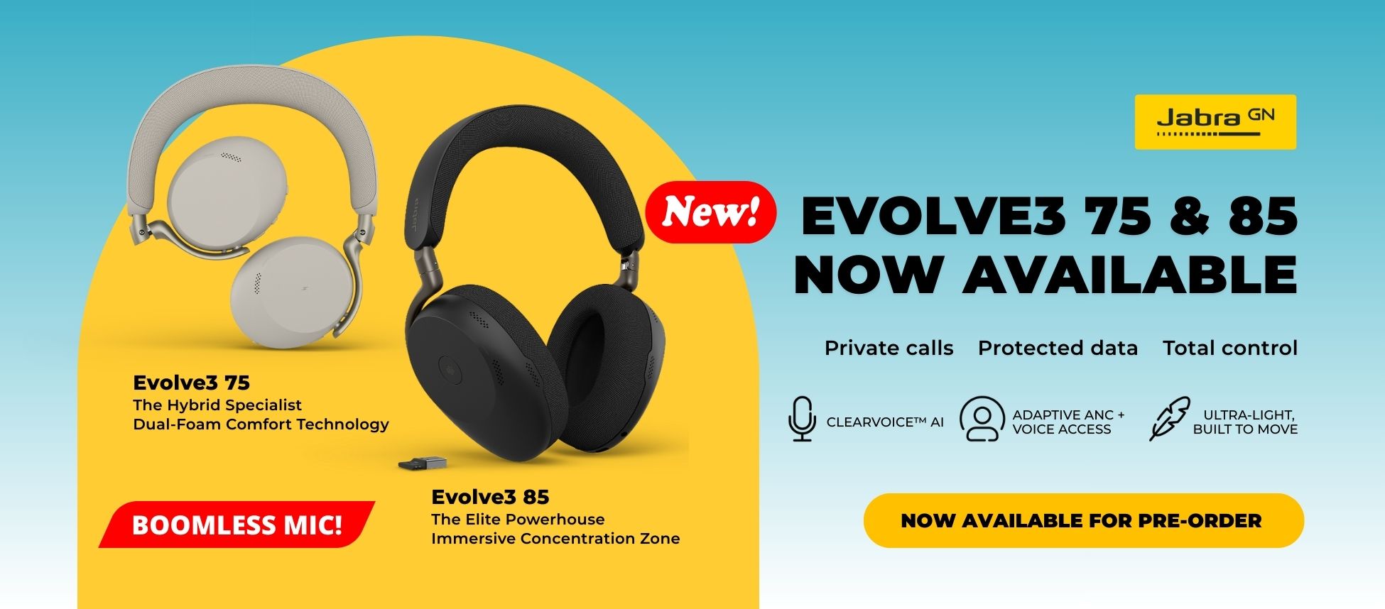 Jabra Evolve3 75 & 85 now available for pre-order