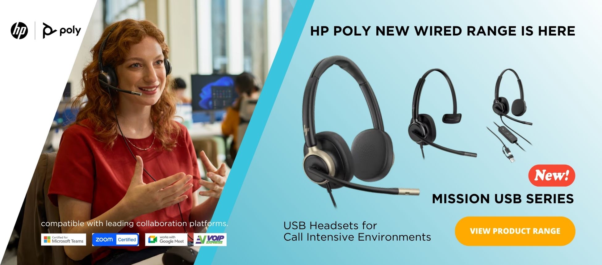 Explore the new HP Poly Mission Wired Headsets