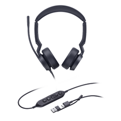 YEALINK WIRED (UH44) UC STEREOHEADSET,NOISE CANCELLING MIC, USB C NATIVE, C TO A ADAPTER