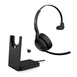 Jabra Wireless Evolve2 55 Headset - UC - Mono - Bluetooth - Active Noise Cancelling - Link380C + Evolve2 55 Deskstand - USB C