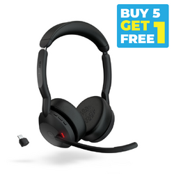 Buy 5 Get 1 Free - Jabra Evolve2 55 - Wireless Headset - Stereo - UC Certified - Bluetooth - Active Noise Cancelling - Link 390C - USB A