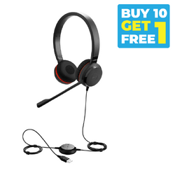 Buy 10 Get 1 Free - Jabra Evolve 30 II - Corded Headset - Stereo - MS - 3.5mm - USB C + A
