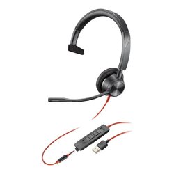 HP Poly Blackwire 3315 Corded Headset - Mono - UC Certified - 3.5mm - USB A