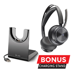 Voyager Focus 2 Wireless Headset - Stereo - UC Certified - OTH - Active Noise Cancelling - Bluetooth - USB A with BT700 Microsoft Teams Certified