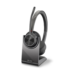 Voyager 4320 UC, V4320 Binaural W/BT700 USB-A, Charging Stand, Bluetooth Wireless Headset - Cert MS Teams