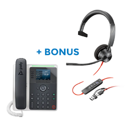 BONUS HEADSET- HP POLY EDGE E220 IP PHONE + BONUS BLACKWIRE 3310