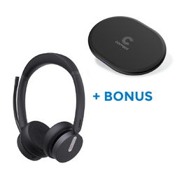 BONUS BLACK COMSOL QI CHARGER W/YEALINK (BH70) UC WIRELESS STEREO BT HEADSET, C-A ADAPTER