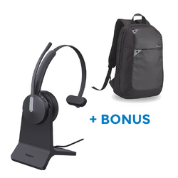 BONUS TARGUS LAPTOP BACKPACK W/YEALINK BLUETOOTH BH70 TEAMS MONO HEADSET, CHARGE STAND