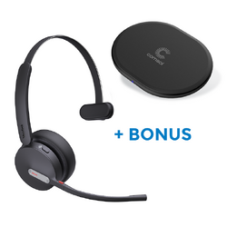 BONUS BLACK COMSOL QI CHARGER W/YEALINK (BH70) MS WIRELESS MONO BT HEADSET, C-A ADAPTER