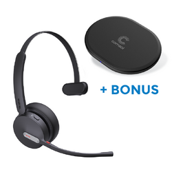 BONUS BLACK COMSOL QI CHARGER W/YEALINK (BH70) UC WIRELESS MONO BT HEADSET, C-A ADAPTER