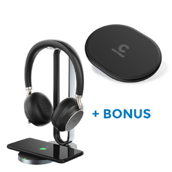 BONUS BLACK COMSOL QI CHARGER W/YEALINK (BH76) MS WIRELESS STEREO HEADSET, CHARGE STAND, USB-C