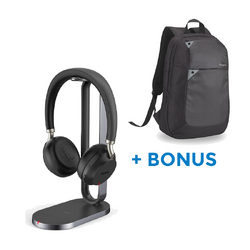 BONUS TARGUS LAPTOP BACKPACK W/YEALINK BLUETOOTH BH76PLUS TEAMS STEREO ANC HEADSET, CSTAND