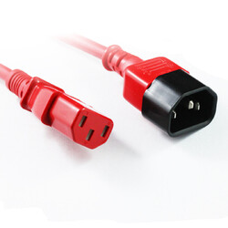 1M Red IEC C13 to C14 Power Cable