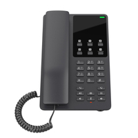 Grandstream GHP621 Desktop Hotel Voice IP Phone, Black, PoE, Wired Handset, 2 Lines, LCD, Gigabit Ethernet
