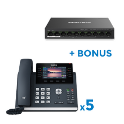 YEALINK SIP-T46U x5 BUNDLE BONUS TP LINK DESKTOP SWITCH 8 PORT POE+ 65W