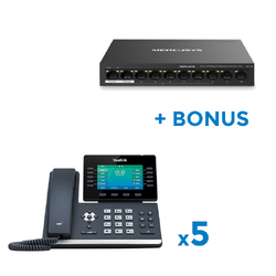 YEALINK SIP-T54W x5 BUNDLE BONUS TP LINK DESKTOP SWITCH 8 PORT POE+ 65W