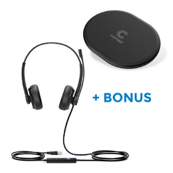 BONUS BLACK COMSOL QI CHARGER W/YEALINK (UH34) UC WIRED STEREO HEADSET, USB-A