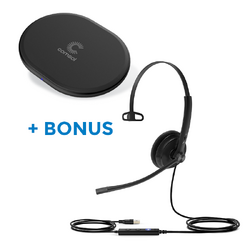 BONUS BLACK COMSOL QI CHARGER W/YEALINK (UH34 LITE) MS WIRED MONO HEADSET, USB-A