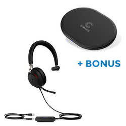 BONUS BLACK COMSOL QI CHARGER W/YEALINK (UH38) MS WIRED MONO BT HEADSET, NO BATTERY, USB-A