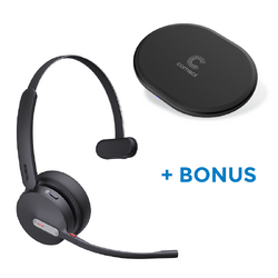 BONUS BLACK COMSOL QI CHARGER W/YEALINK (UH38) UC WIRED MONO BT HEADSET, NO BATTERY, USB-C