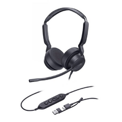 Yealink (UH42-SE) Wired Stereo Headset - Noise Cancelling Mic - Leather - USB C - 3.5mm - C+A