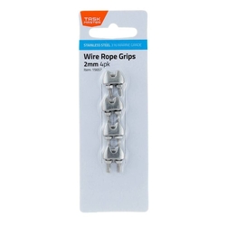 Taskmaster 2mm 316 Stainless Steel Wire Rope Grips - 4 Pack