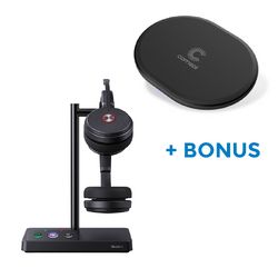 BONUS BLACK COMSOL QI CHARGER W/YEALINK (WH62) UC WIRELESS STEREO DECT HEADSET WITH BASE