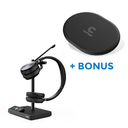 BONUS BLACK COMSOL QI CHARGER W/YEALINK (WH62) UC WIRELESS MONO DECT HEADSET WITH BASE