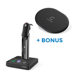 BONUS BLACK COMSOL QI CHARGER W/YEALINK (WH63) MS WIRELESS MONO PORTABLE HEADSET, WDD60