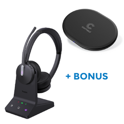 BONUS BLACK COMSOL QI CHARGER W/YEALINK (WH64) UC WIRELESS STEREO DECT HEADSET WITH BASE
