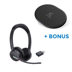 BONUS BLACK COMSOL QI CHARGER W/YEALINK (WH64-HYBRID) UC STEREO HEADSET, WDD60 DECT DONGLE