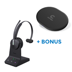 BONUS BLACK COMSOL QI CHARGER W/YEALINK (WH64) MS WIRELESS MONO DECT HEADSET WITH BASE