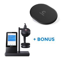 BONUS BLACK COMSOL QI CHARGER W/YEALINK (WH66) UC WIRELESS STEREO DECT HEADSET WITH BASE