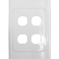 Four port wall plate white, accepts Clipsal (2000 series style)