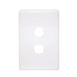 Double port wall plate white, accepts Clipsal (C2000 series style)