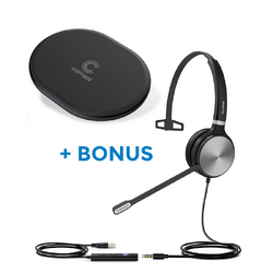 BONUS BLACK COMSOL QI CHARGER W/YEALINK (YHS36) WIDEBAND MONO QUICK DISCONNECT HEADSET