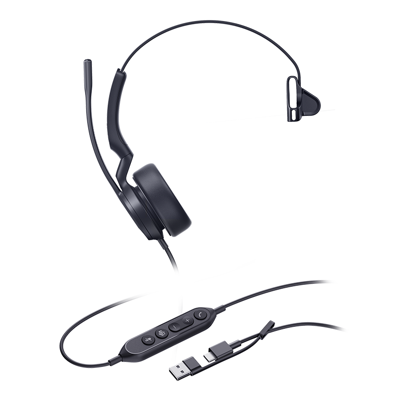 YEALINK WIRED (UH44) MS MONO HEADSET,NOISE CANCELLING MIC, USB C NATIVE, C TO A ADAPTER