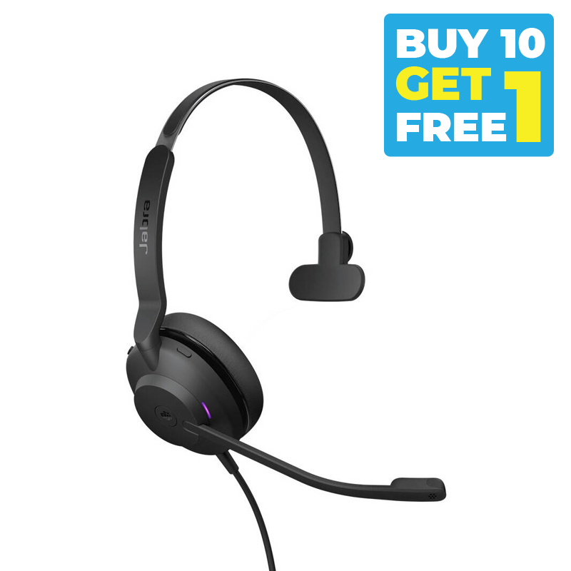 Buy 10 Get 1 Free - Jabra Evolve2 30 SE - Corded Headset - Mono - MS Certified - USB C + A
