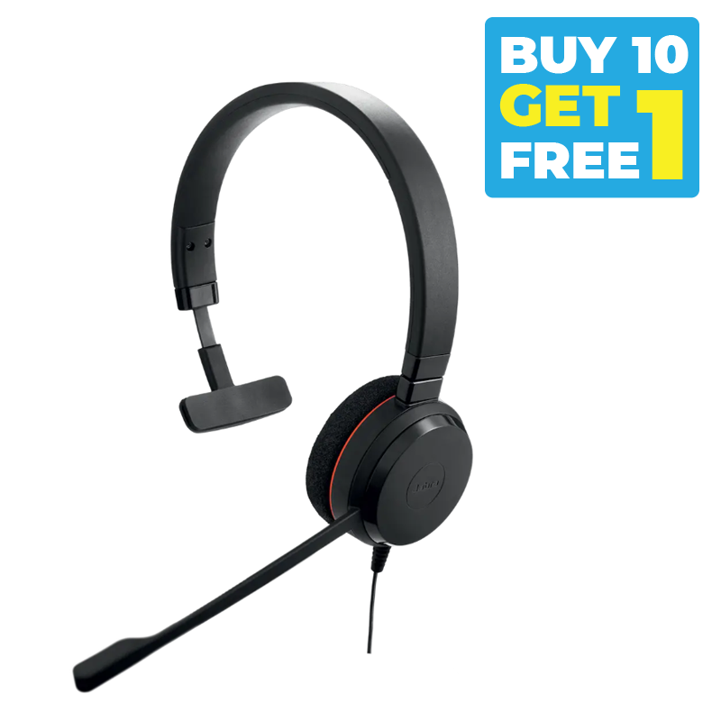 BUY 10 GET 1 FREEJABRA CORDED EVOLVE 20 SE MS MONO HEADSET, USB-C/A