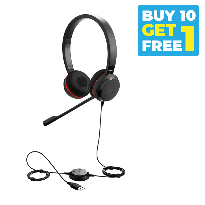 Buy 10 Get 1 Free - Jabra Evolve 30 II - Corded Headset - Stereo - UC - 3.5mm - USB C + A