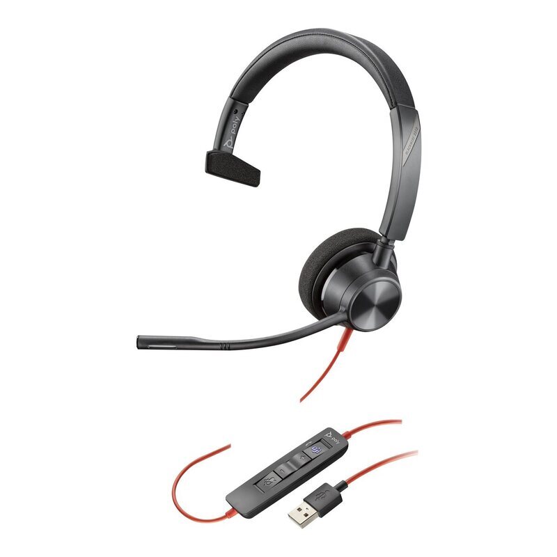 HP Poly Blackwire 3310 Corded Headset - Mono - UC Certified - USB A