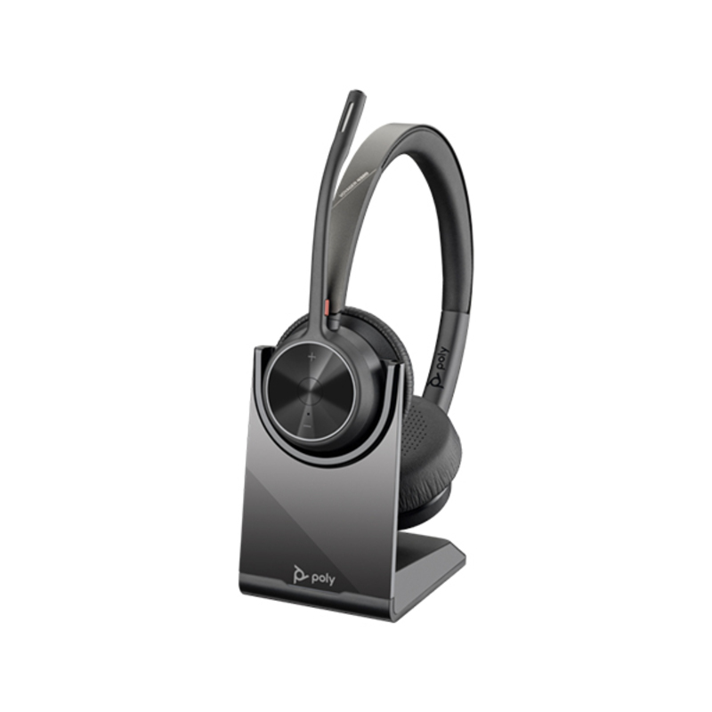 Voyager 4320 Wireless Headset - Binaural - MS - Bluetooth - USB C - Charging Stand - with BT700 Adapter