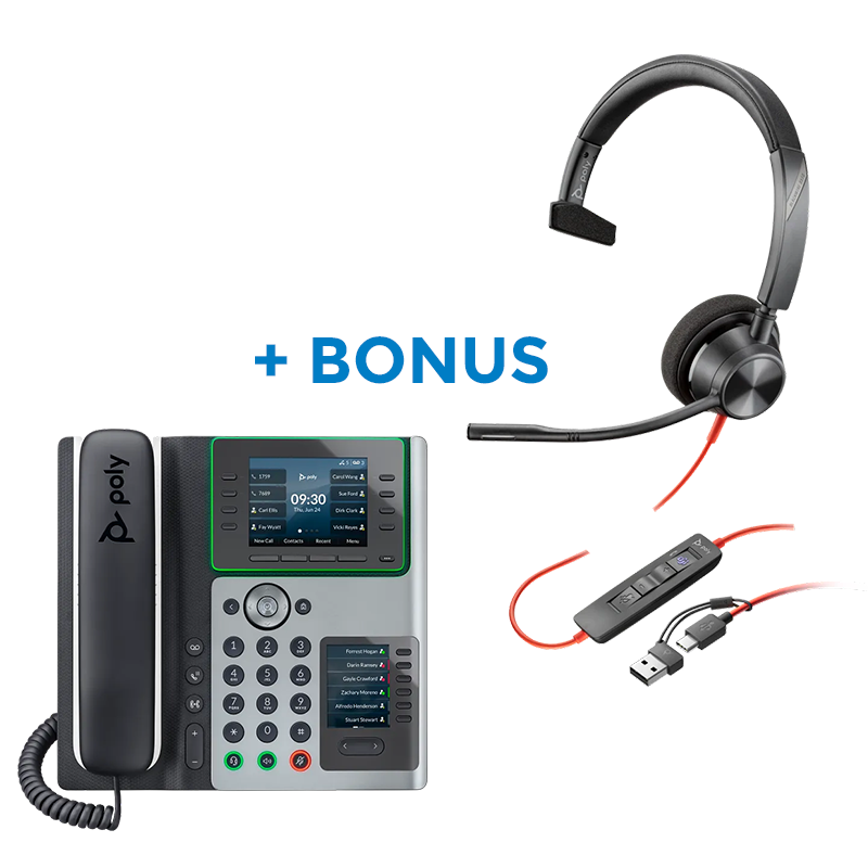 BONUS HEADSET- HP POLY EDGE 400 IP PHONE + BONUS HEADSET BLACKWIRE 3310