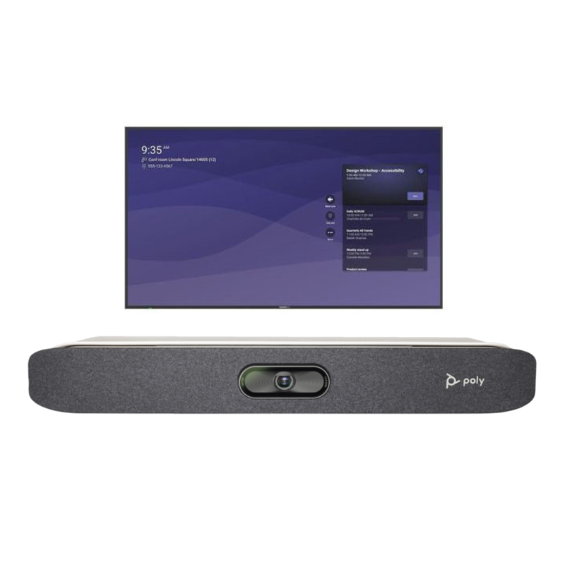 HP POLY HUDDLE ROOM - STUDIO X30 + COMMBOX 55" PREMIUM COMMERCIAL DISPLAY, TV WALL MOUNT I