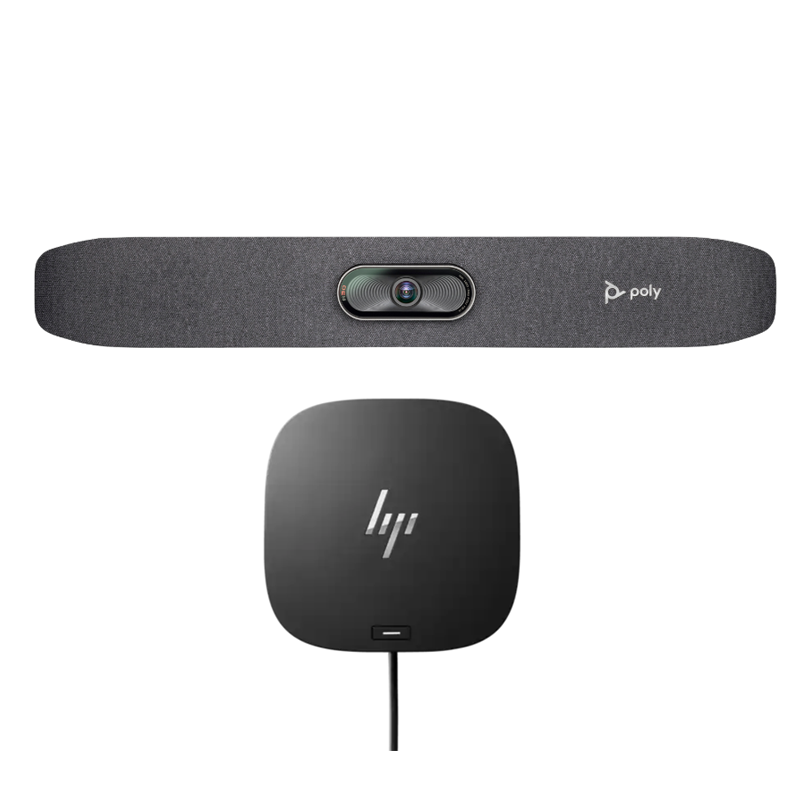 HP POLY BYOD BUNDLE, HP POLY STUDIO R30 ALL IN ONE VIDEO BAR+ HP USB-C DOCK G5, SMALL ROOM