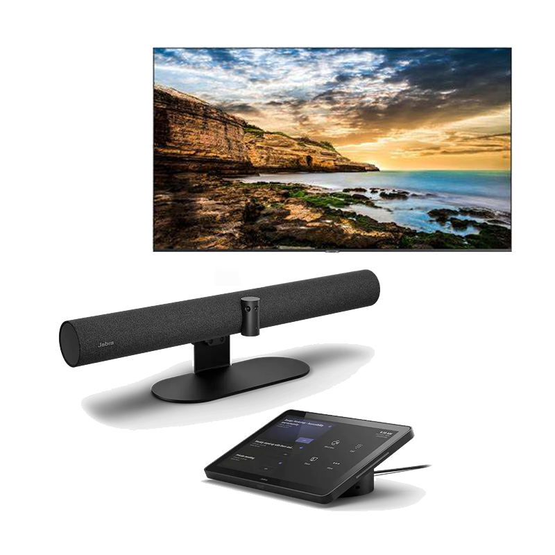 JABRA P50 VBS ALL IN ONE VIDEO CONFERENCING BAR + 2 SAMSUNG QET 75" DISPLAY