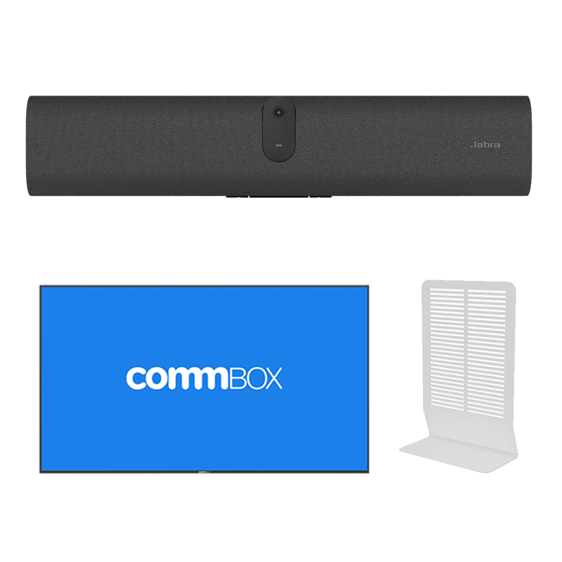 Jabra U30 BYOD Rapid Install-Jabra U30+CommBox 43" Display+Karter Tabletop Stand White Sml